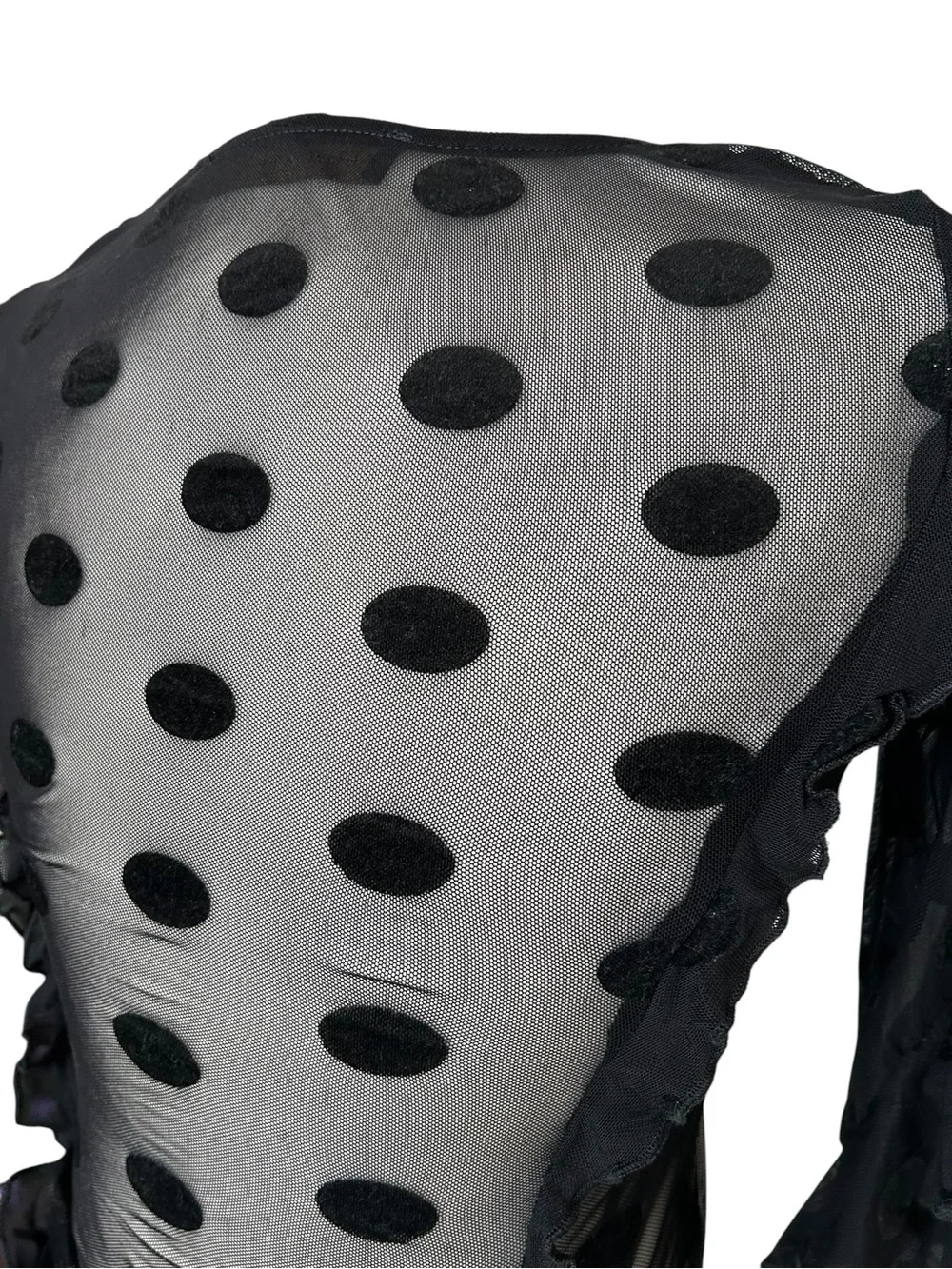House of Harlow 1960 Eugenia black sheer top - Velvet polka dots - Small - Picture 9 of 9